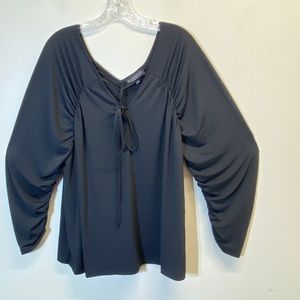 Eloquii Black V Neck 3/4 Sleeve Top Size 18/20